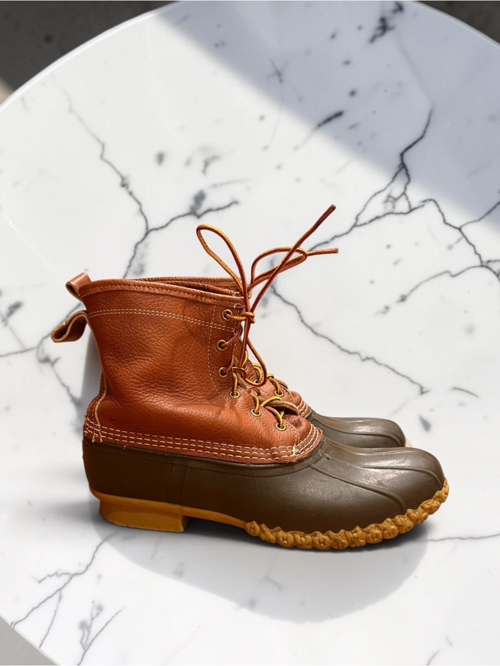 LL Bean Classic Flannel Lined Duck Boots EUC